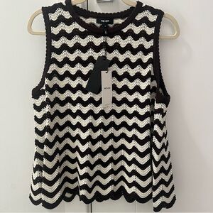 ME + EM Stripe Scallop Knit Swing Top- Size M, New with Tags